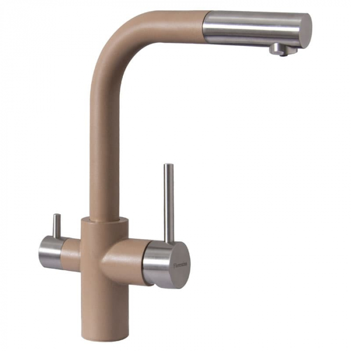 Смеситель для кухни Flortek КРИСТАЛЛ FL однорукояточный, с подключением к фильтру, капучино