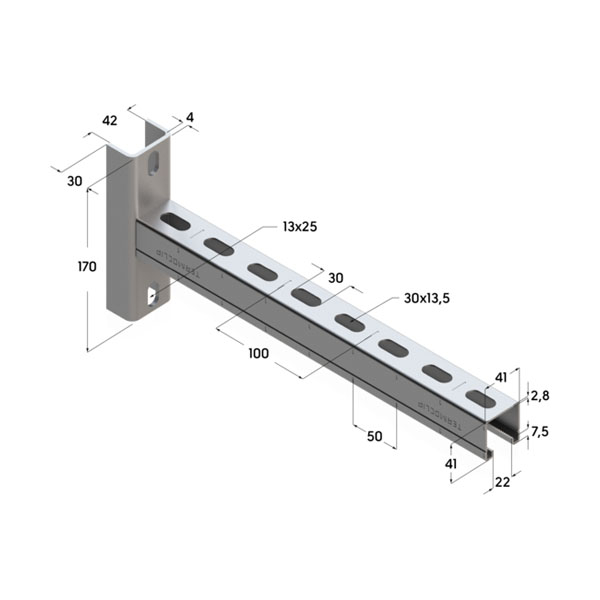Консоль седельная TCA U 41x41x2,0- 400 Hdg (4 шт/кор)