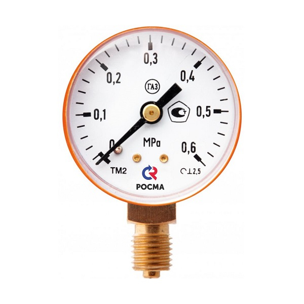 Манометр сварочный (ацетилен) Росма ТМ-210 Р.00 (0– 4,0 МПа) М12×1,5. 2,5
