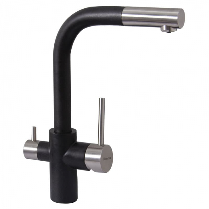 Смеситель для кухни Flortek КРИСТАЛЛ FL однорукояточный, с подключением к фильтру, антрацит