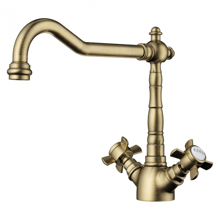Смеситель для кухни Omoikiri TOKIGAWA-AB двухрукояточный, античная латунь