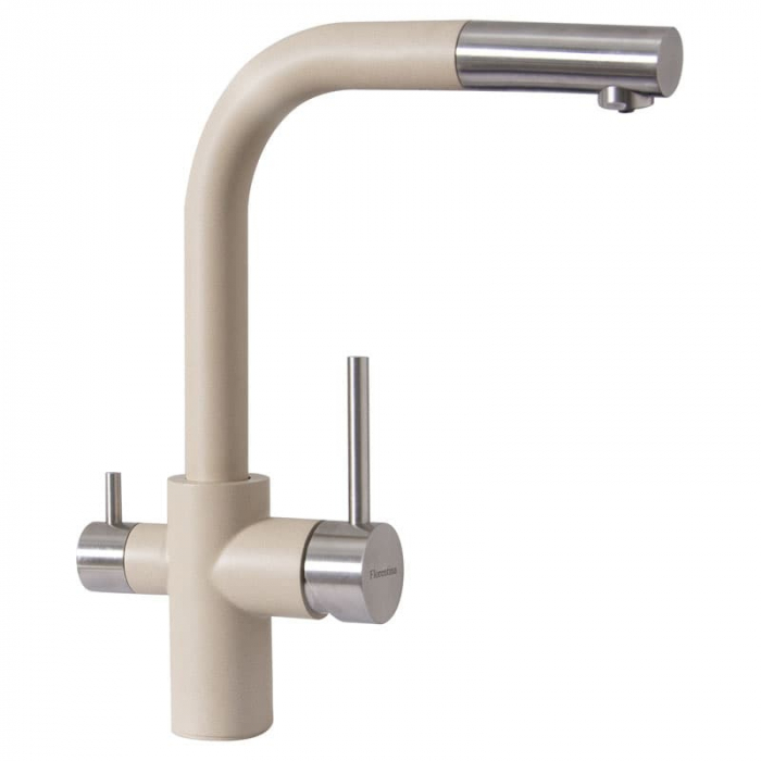 Смеситель для кухни Flortek КРИСТАЛЛ FL однорукояточный, с подключением к фильтру, бежевый