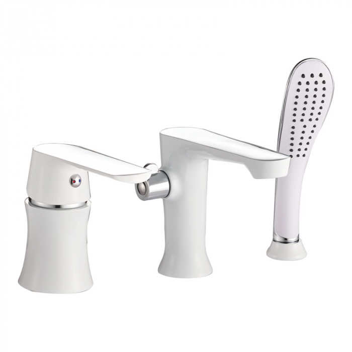 Смеситель для ванны Haiba HB80804 однорукояточный, встраиваемый, белый/хром