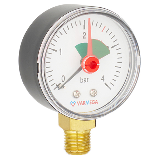 Манометр радиальный Varmega D50 (0- 4 бар) G1/4" с указательной стрелкой