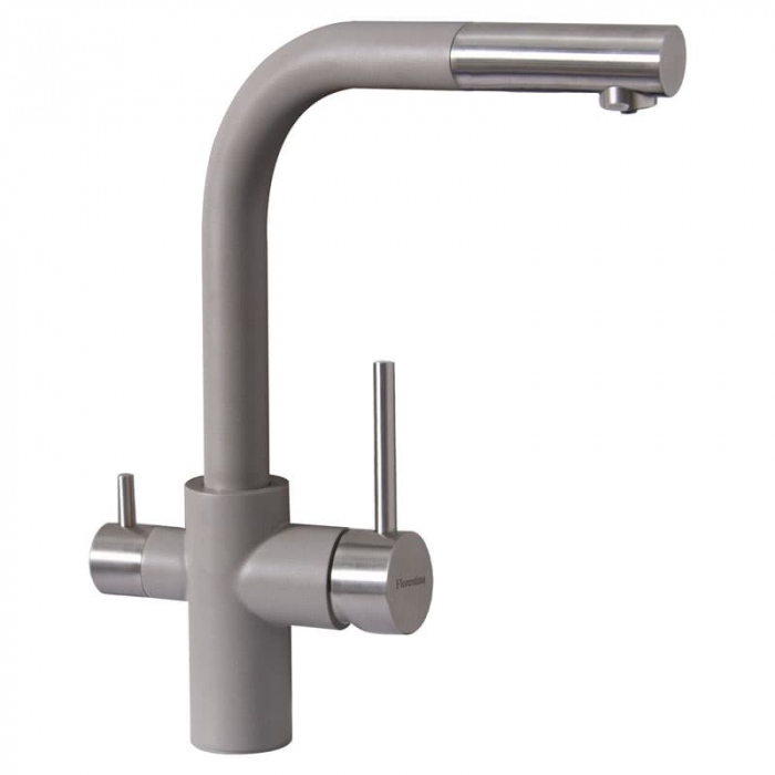 Смеситель для кухни Flortek КРИСТАЛЛ FL однорукояточный, с подключением к фильтру, грей