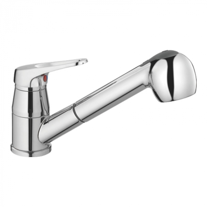 Смеситель для кухни Haiba HB6013 однорукояточный, с выдвижной лейкой, хром