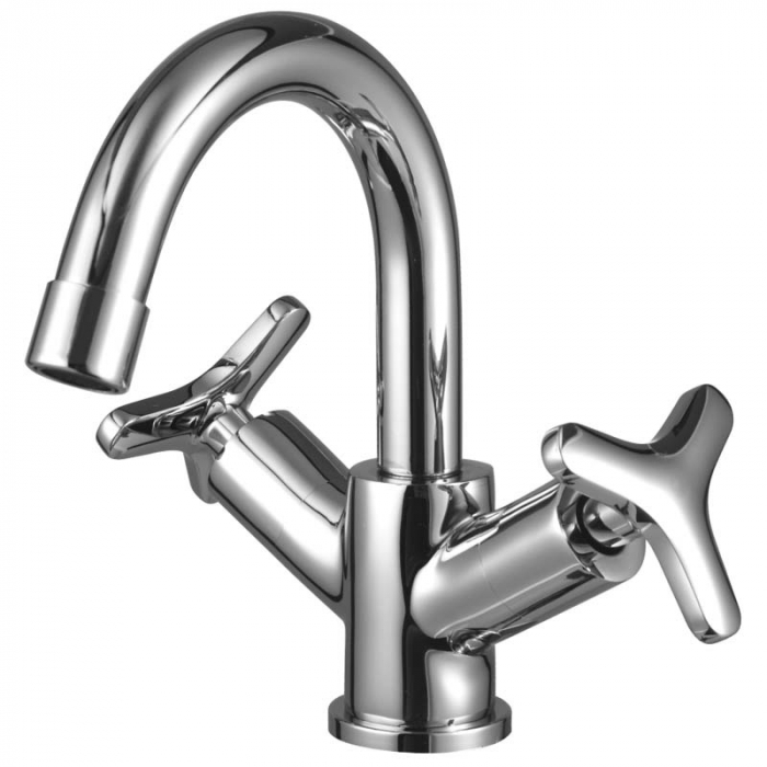 Смеситель для раковины LeMark PLUS SPIRIT LM1907C двухрукояточный, с поворотным изливом, хром