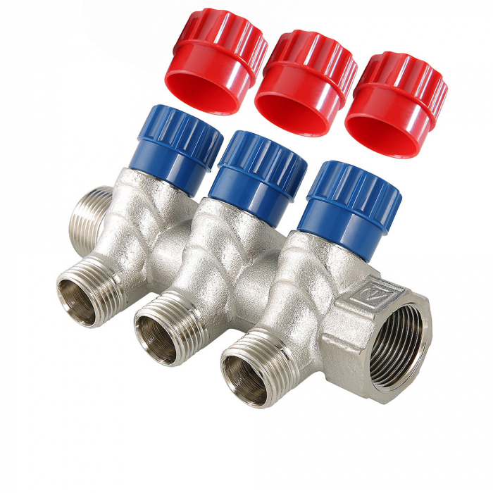 Коллектор с запорными клапанами Valtec VTc.560.N.0503 3/4"-1/2"×03 латунь