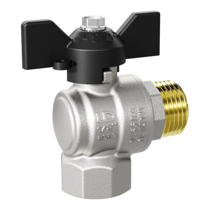 Кран шаровой угловой LD Pride DN15 (1/2") PN40 в-н баб. латунь