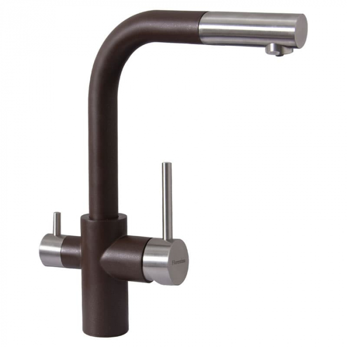 Смеситель для кухни Flortek КРИСТАЛЛ FL однорукояточный, с подключением к фильтру, мокко
