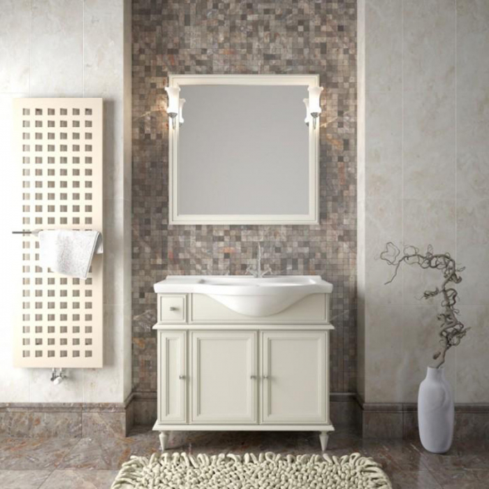 Комплект мебели для ванной комнаты Opadiris САНРАЙЗ 90, правый, слоновая кость