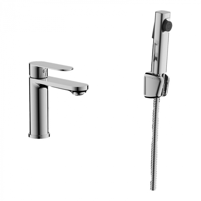 Смеситель для раковины BELZ B12713 однорукояточный, с гигиеническим душем, хром