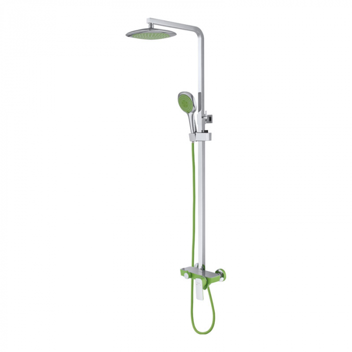 Смеситель для душа D&amp;K Berlin-Humboldt однорукояточный, с верхним душем, зеленый/хром DA1433712A02