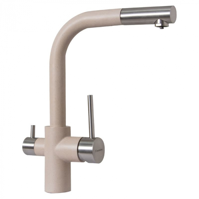 Смеситель для кухни Flortek КРИСТАЛЛ FL однорукояточный, с подключением к фильтру, песочный