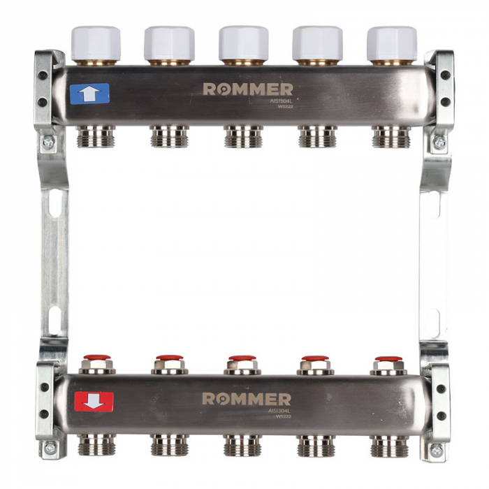 Коллекторная группа Rommer RMS-3200-000005 1"-3/4"EK×05 с запорными клапанами