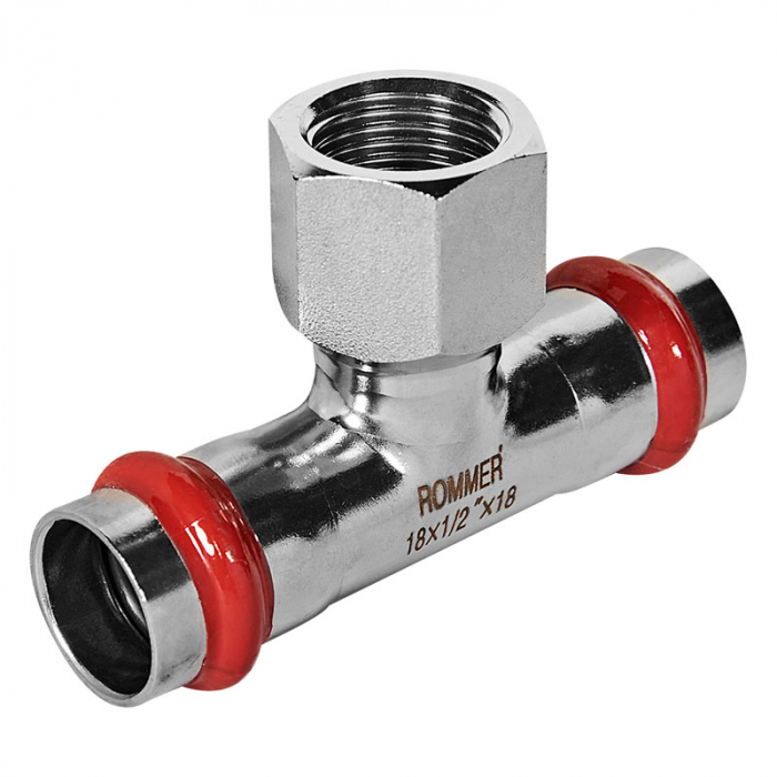 Тройник раструбный c ВР 18x1/2"x18 Rommer