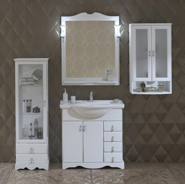 Комплект мебели для ванной комнаты Opadiris КЛИО 80, белый матовый