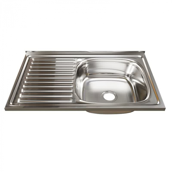Мойка кухонная накладная MixLine 800x500/160-0,6 R вып. 3 1/2 нержавеющая сталь, с сифоном