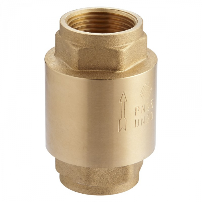 Клапан обратный пружинный MVI DN15 (1/2") в-в, латунь, с металлическим золотником, усиленный