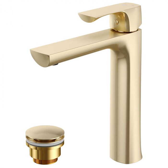 Смеситель для раковины LeMark URSUS LM7209BG однорукояточный, брашированное золото