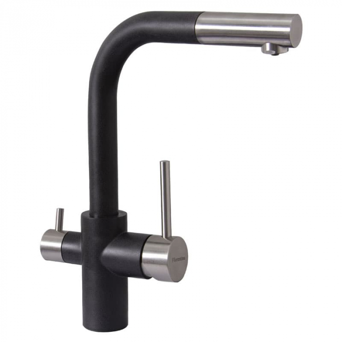 Смеситель для кухни Flortek КРИСТАЛЛ FL однорукояточный, с подключением к фильтру, черный
