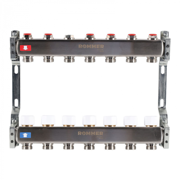 Коллекторная группа Rommer RMS-3200-000007 1"-3/4"EK×07 с запорными клапанами