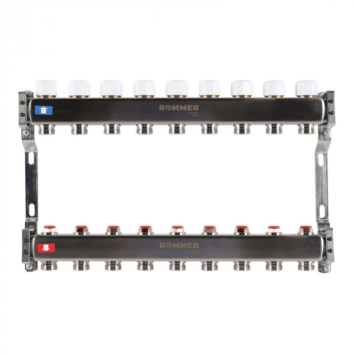 Коллекторная группа Rommer RMS-3200-000009 1"-3/4"EK×09 с запорными клапанами