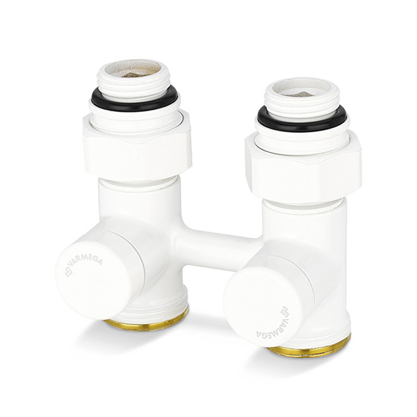 Узел нижнего подключения радиатора прямой Varmega VMDV21 1/2"×3/4"EK белый