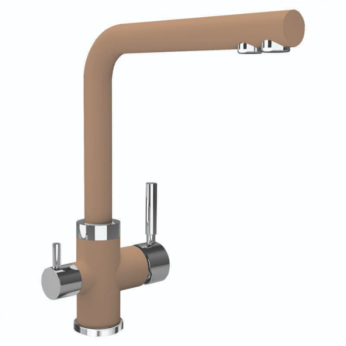 Смеситель для кухни Flortek АРЕС FL однорукояточный, с подключением к фильтру, капучино