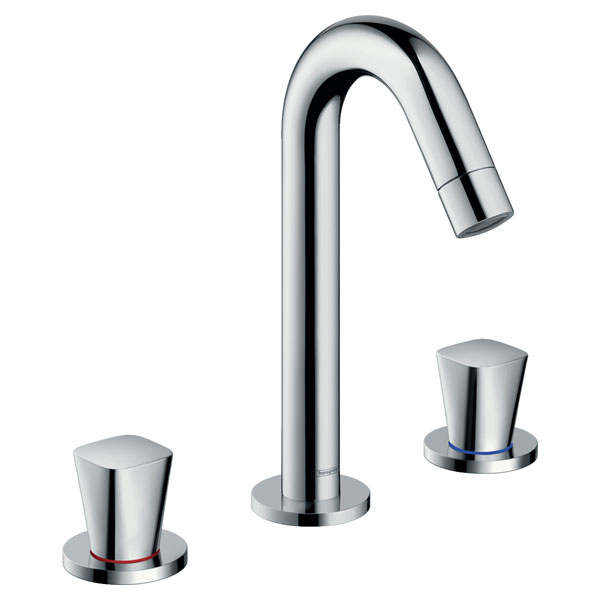 Смеситель для раковины Hansgrohe Logis на 3 отверстия, 150, со сливным гарнитуром, хром (71133000)