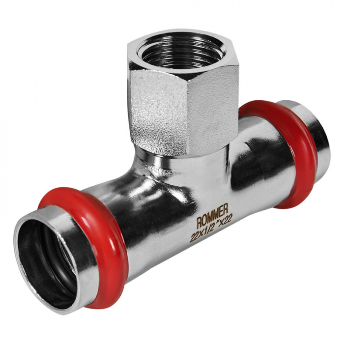 Тройник раструбный c ВР 22x3/4"x22 Rommer