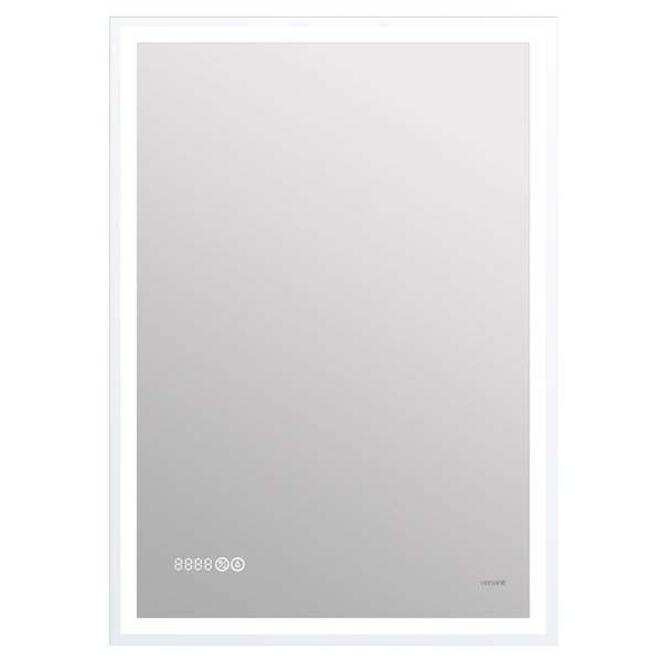 Зеркало Cersanit LED 080 design pro 60x85 с подсветкой часы с антизапотеванием прямоугольное