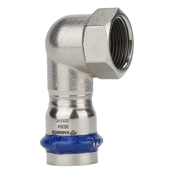 Угольник 90° раструбный с ВР 15x1/2" Varmega Inox Press