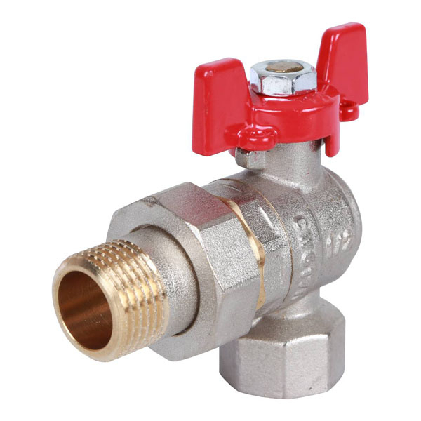 Кран шаровой с американкой угловой Rommer DN15 (1/2") PN40 в-н баб. латунь