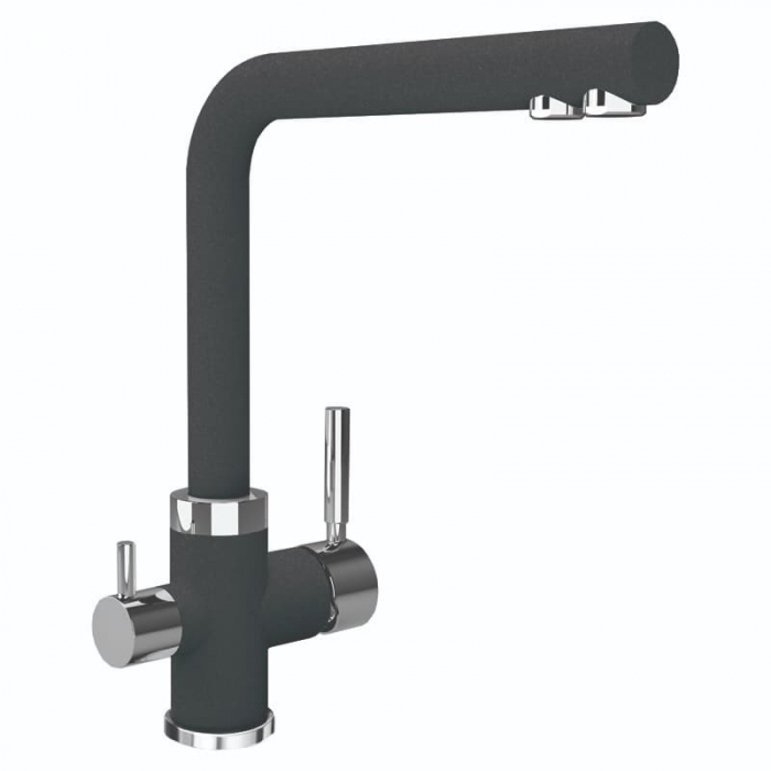 Смеситель для кухни Flortek АРЕС FL однорукояточный, с подключением к фильтру, черный