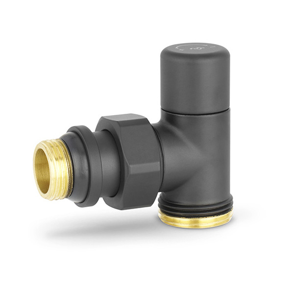 Клапан радиаторный регулирующий угловой Varmega VMDV01 DN15 (1/2"×3/4"EK) черный
