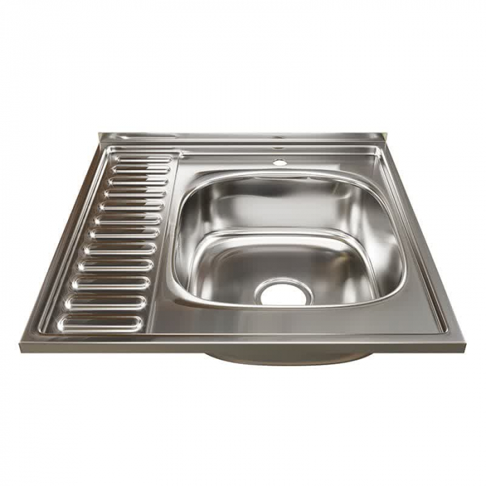 Мойка кухонная накладная MixLine 600x600/180-0,8 L вып. 3 1/2 нержавеющая сталь, с сифоном