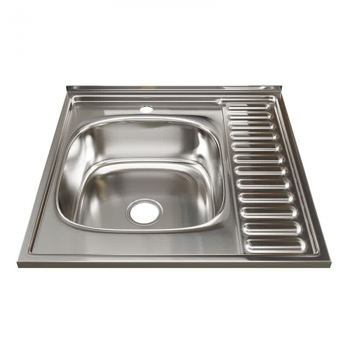 Мойка кухонная накладная MixLine 600x600/180-0,8 L вып. 3 1/2 нержавеющая сталь, с сифоном