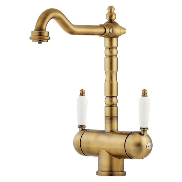 Смеситель для кухни Omoikiri AMAGASAKI-AB однорукояточный, с переключателем на фильтр, античная латунь