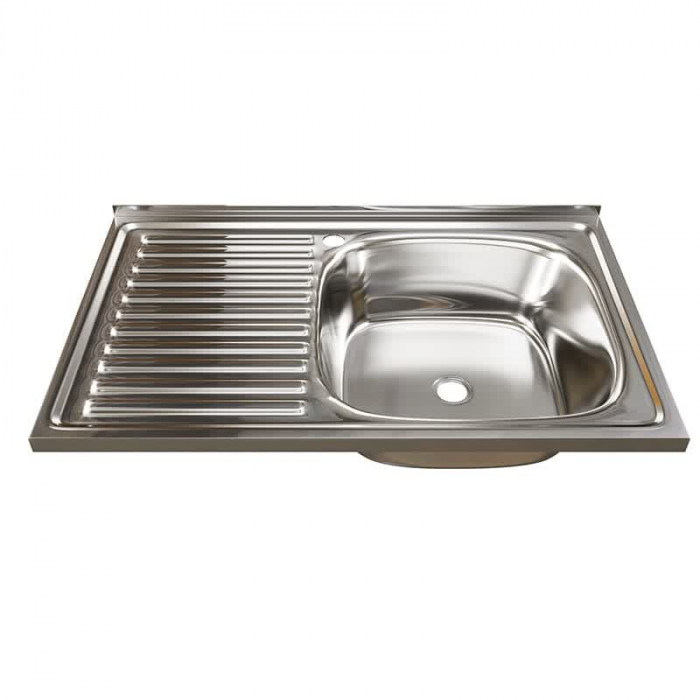 Мойка кухонная накладная MixLine 800x500/160-0,4 R вып. 3 1/2 нержавеющая сталь, с сифоном