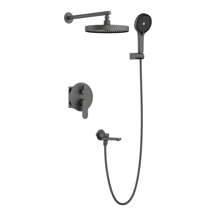 Душевая система BELZ B80713-3 с однорукояточным смесителем для ванны/душа, оружейная сталь