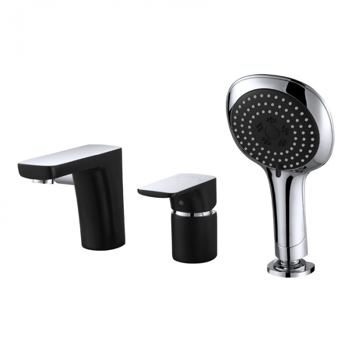 Смеситель для ванны D&amp;K Berlin.Technische однорукояточный, встраиваемый на борт ванны, черный/хром DA1434915