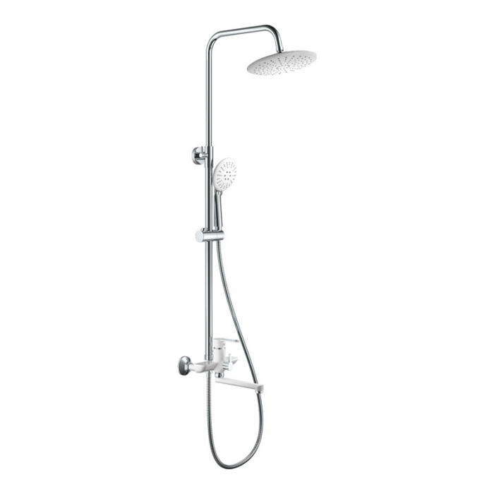 Душевая система Haiba HB24557-8 с однорукояточным смесителем для ванны/душа, белый/хром