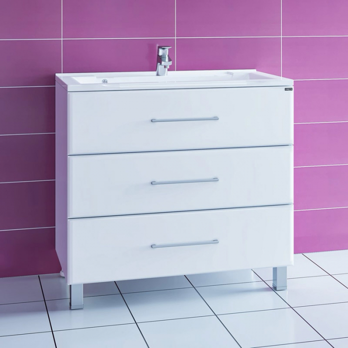 Тумба для раковины Санта Омега-90 3 ящика напольная (ум. Elen-90 литьевой мрамор) 207040