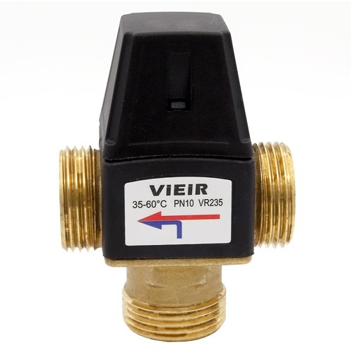 Клапан смесительный термостатический трехходовой Vieir VR235 DN25 (1") 35-60 °C, н-н-н, латунь