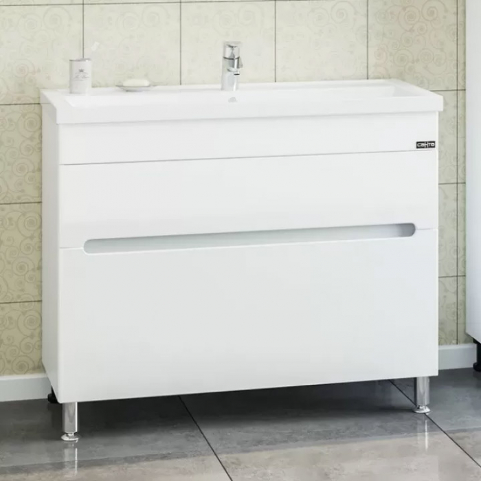 Тумба для раковины Санта Лондон-100 2 ящика напольная (ум. Фостер-100) 224009л