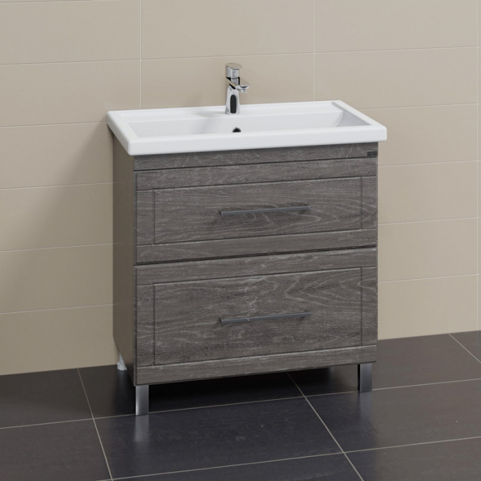 Тумба для раковины Санта Венера-80 дуб шале графит, напольная (ум. Фостер-80) 221018