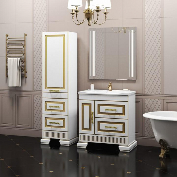 Комплект мебели для ванной комнаты Opadiris ОНИКС 80, белый/золото