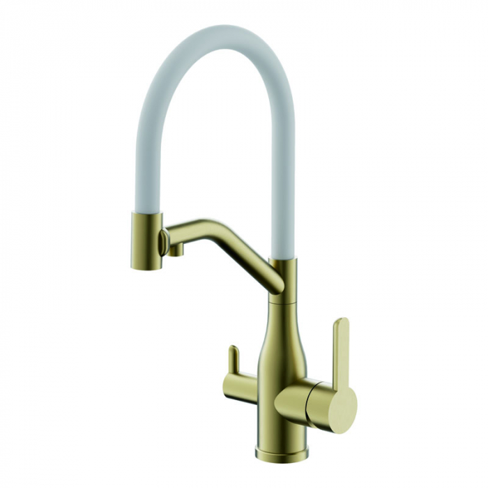 Смеситель для кухни BELZ B78815-5 однорукояточный, белый/золото