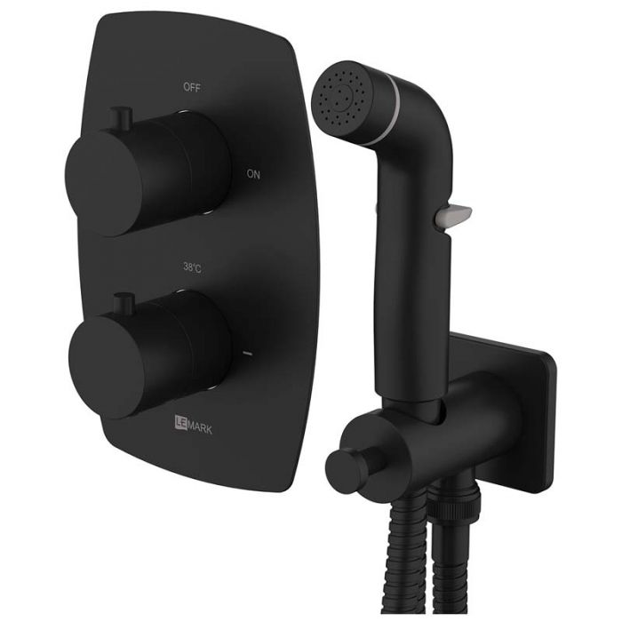 Смеситель для гигиенического душа LeMark URSUS LM7240BL термостатический, встраиваемый в стену, черный